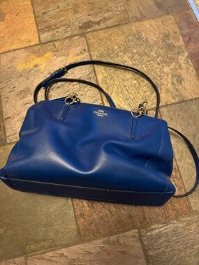 Coach Pebbled Leather Shoulder Bag in Blue with Gold Hardware